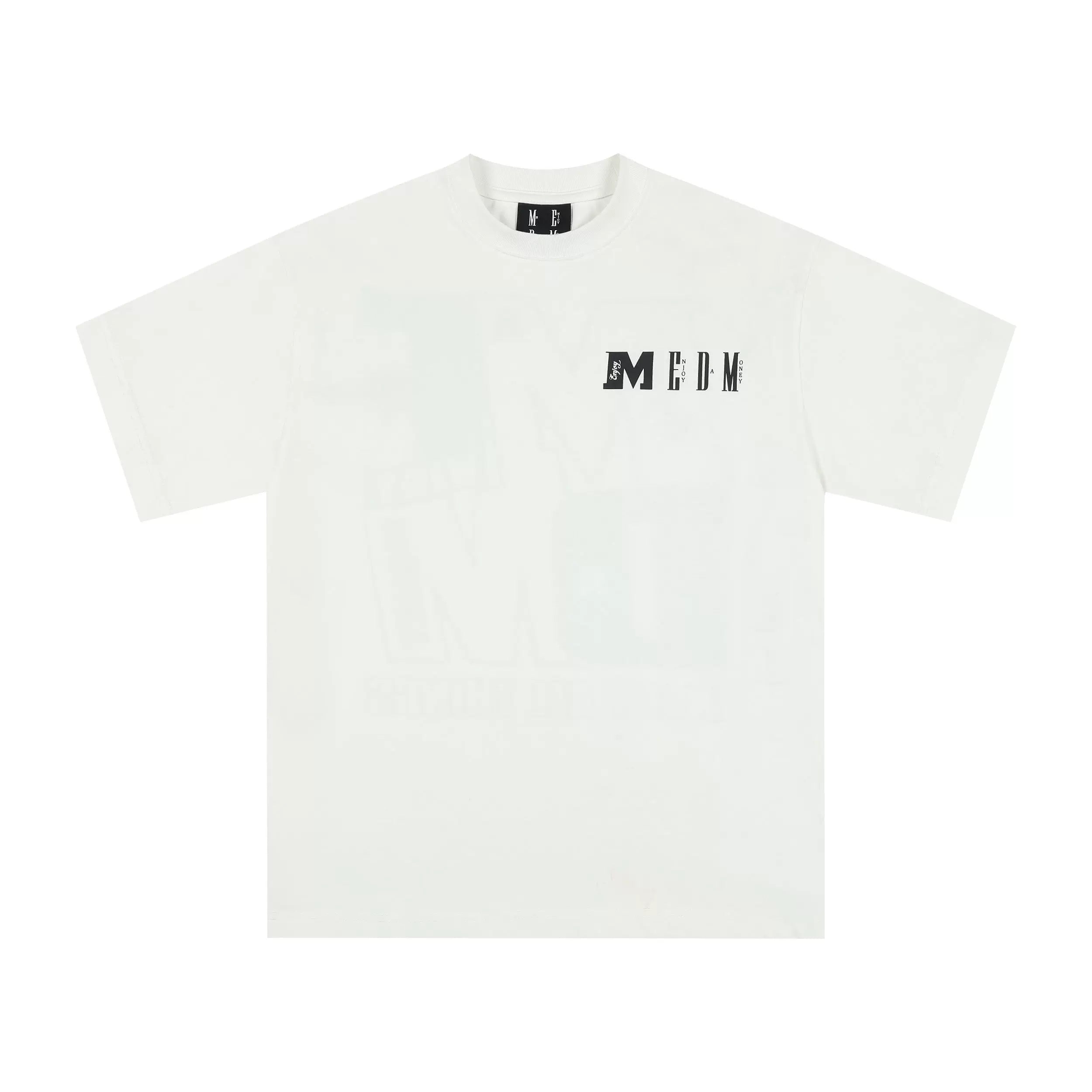 MEDM block color block splicing four-color printed summer short sleeved T-shirt for spring and summer casual round neck versatile loose and trendy