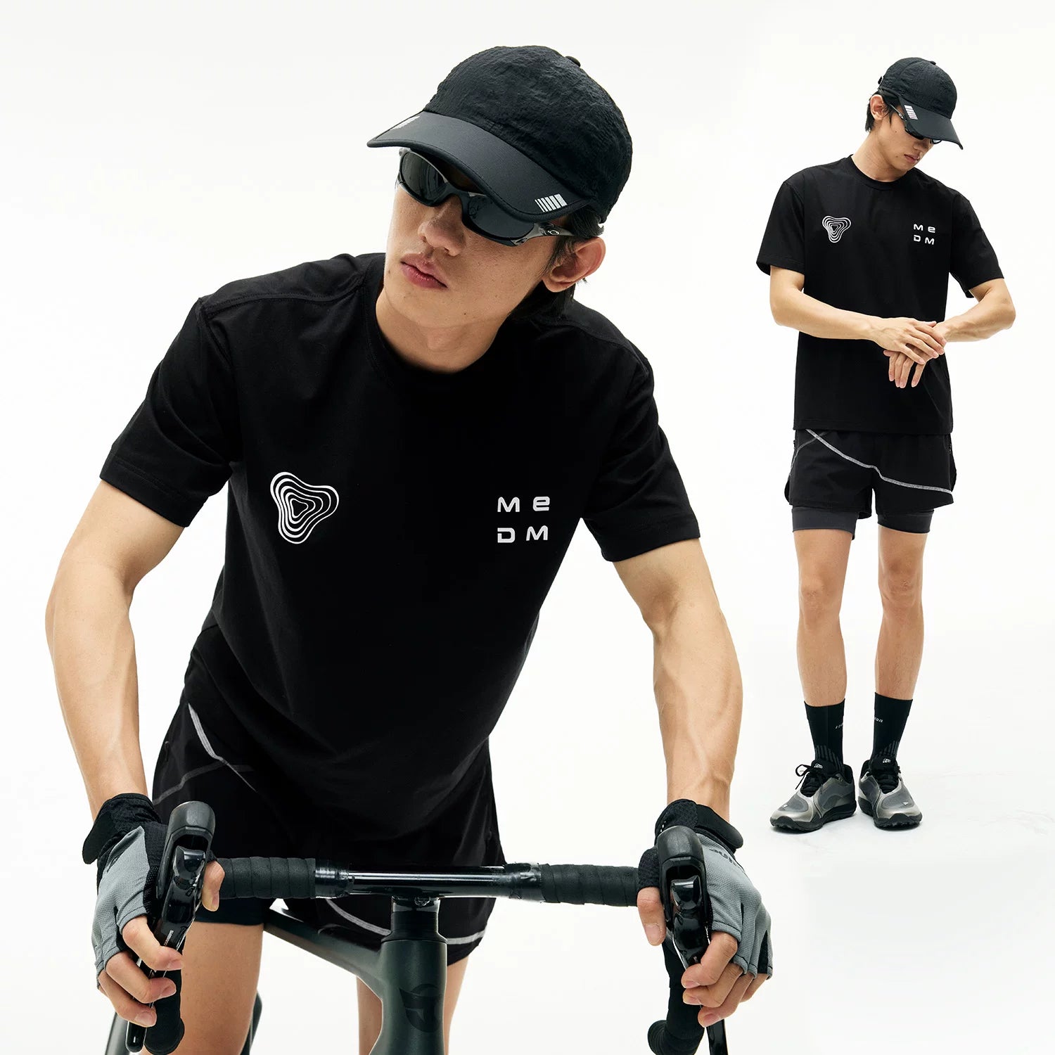 MEDM Island Sports Series Loose Shoulder Round Neck T-shirt Trendy Breathable Slimming Letter Printed Casual Short Sleeve