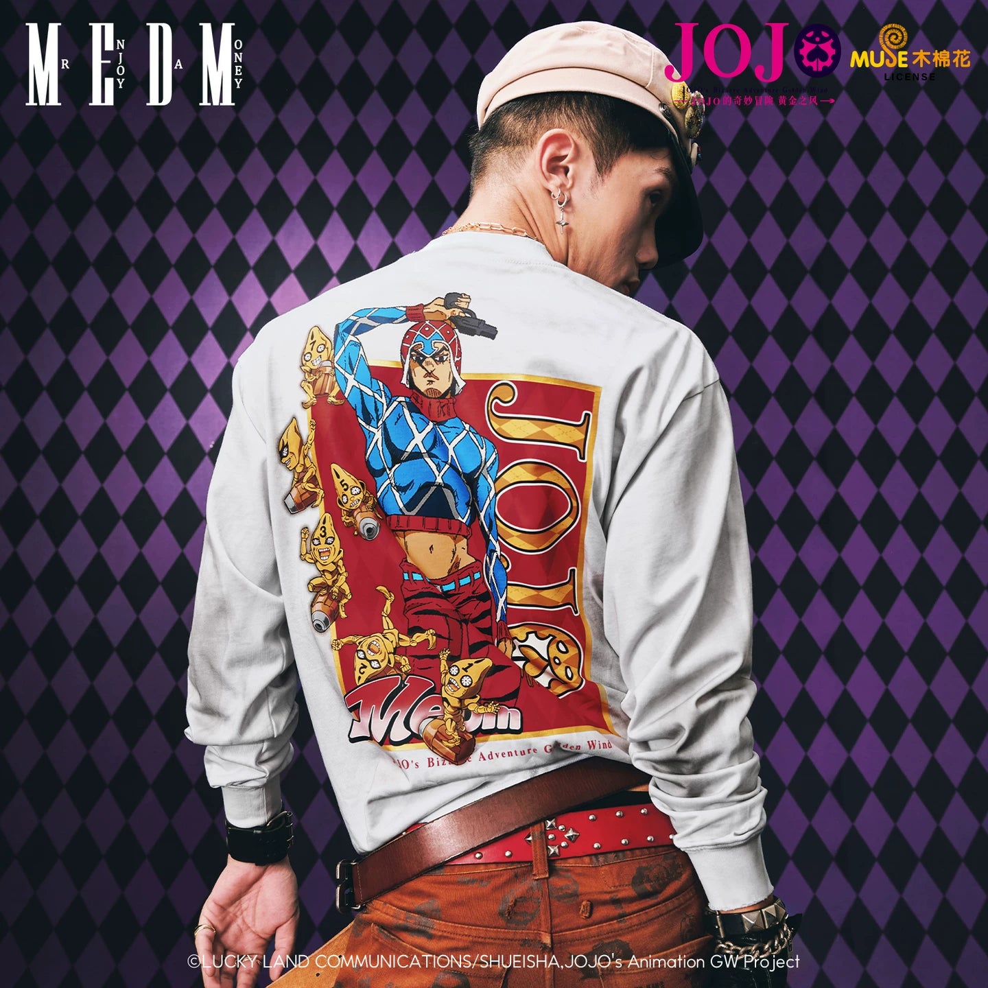 MEDMxJOJO's Bizarre Adventure Collaboration - Character Anime Printed Washed Outdated Casual Long Sleeve T-shirt Autumn