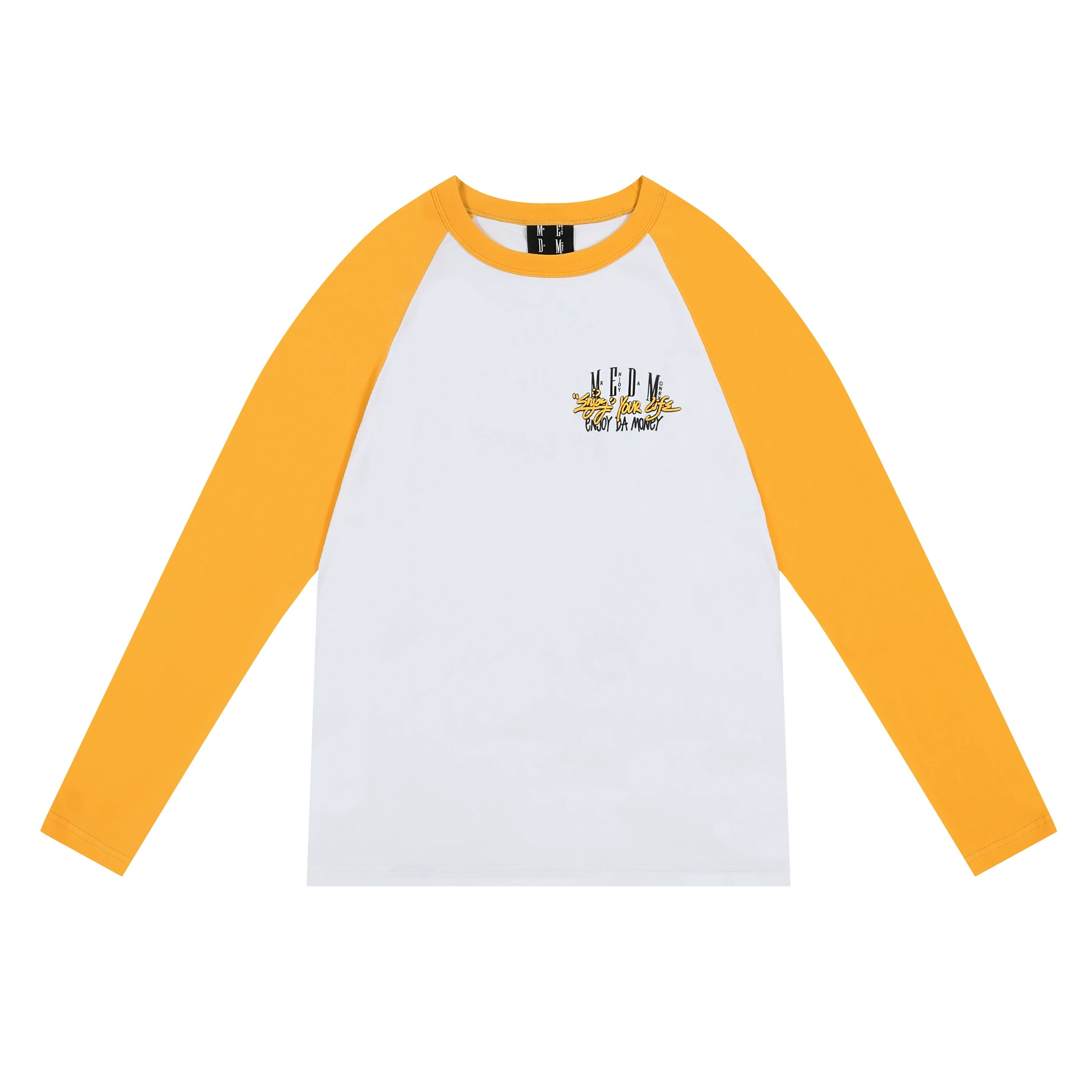 MEDM trendy brand foam color blocked shoulder long sleeved T-shirt for men and women, autumn new casual versatile trendy T-shirt top