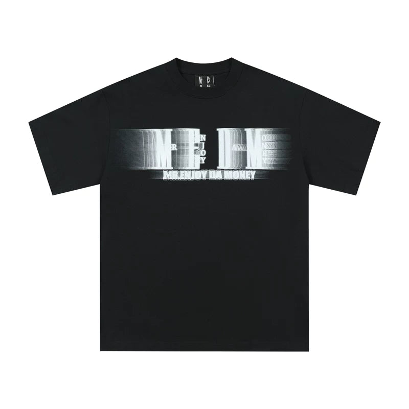 MEDM horizontal letter phantom ins contrasting short sleeved T-shirt men's print loose American pop brand hip-hop tee