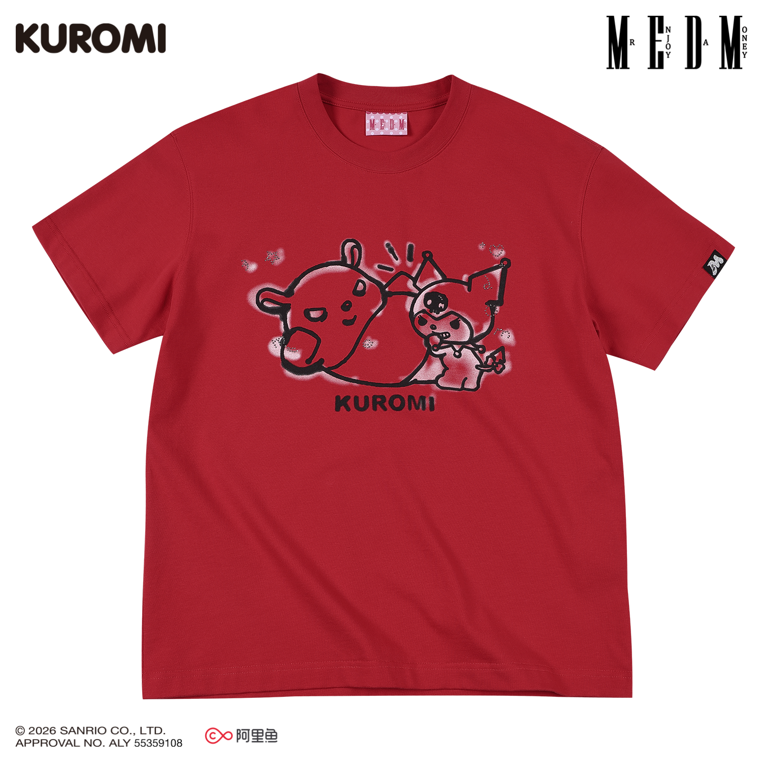 MEDM × Sanrio Family Series Graffiti Water Diamond Cool Lomi Pattern Casual Round Neck Short Sleeve Summer Couple T-shirt