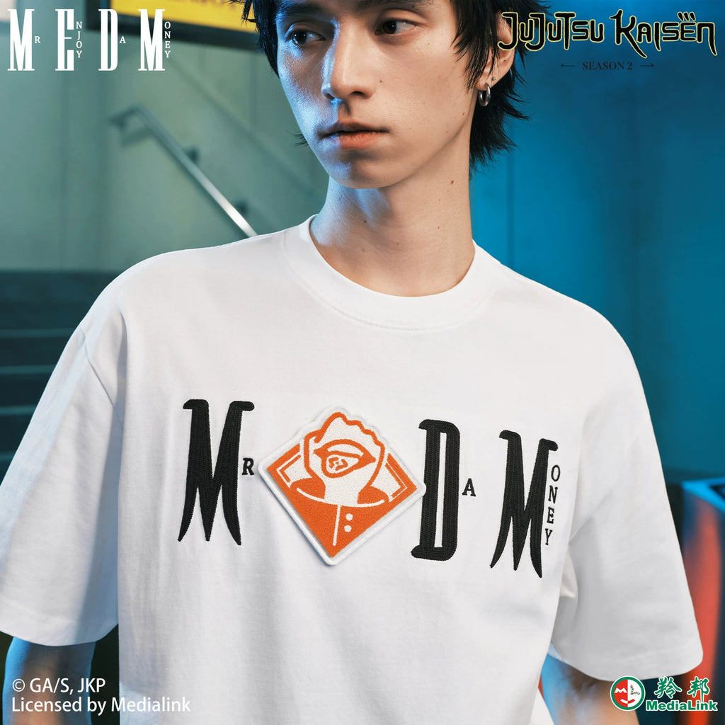 MEDM x Spell Battle Collaboration - Character ICON Velcro Casual Round Neck T-shirt Embroidered Letters Men's and Women's Short Sleeves