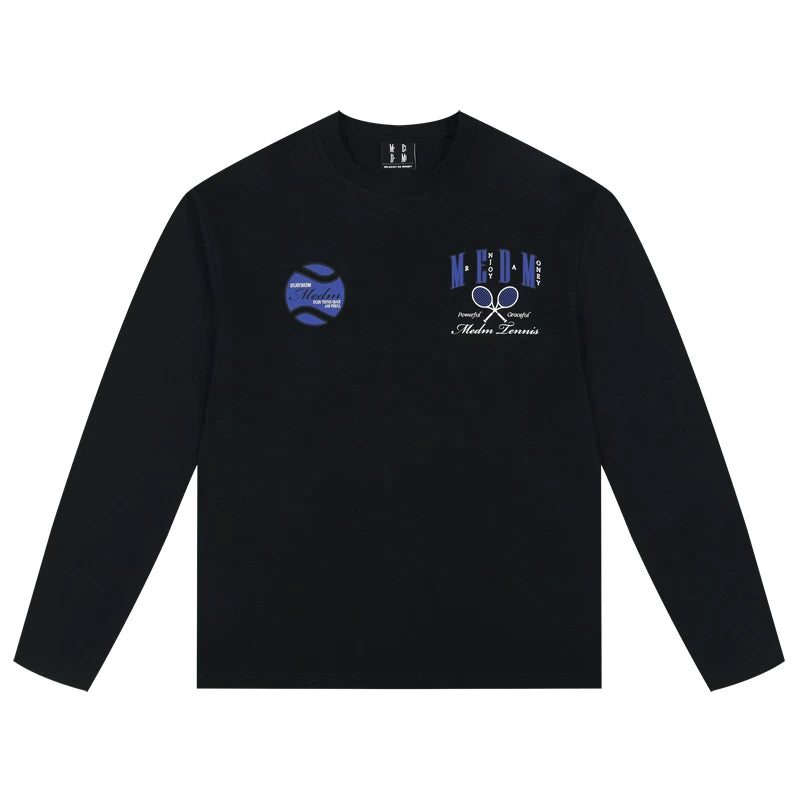 MEDM25SS Tennis Series Bamboo Cotton Long Sleeve T-shirt for Men and Women, American Hip Hop Casual T-shirt for Spring and Autumn