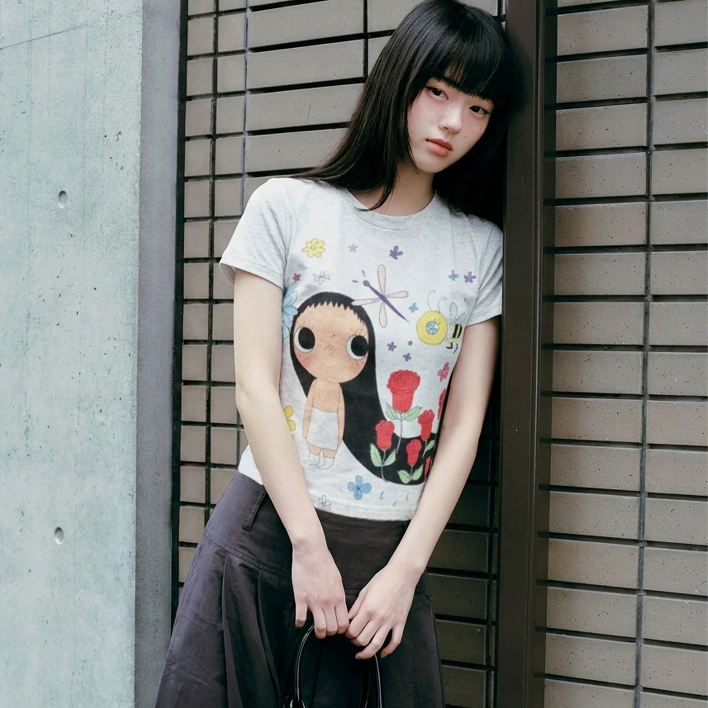 MEDM × YUY Jade Collaboration - Large Pattern Printed Women's Casual Round Neck Short Sleeve Commuter Cute Style Versatile T-shirt