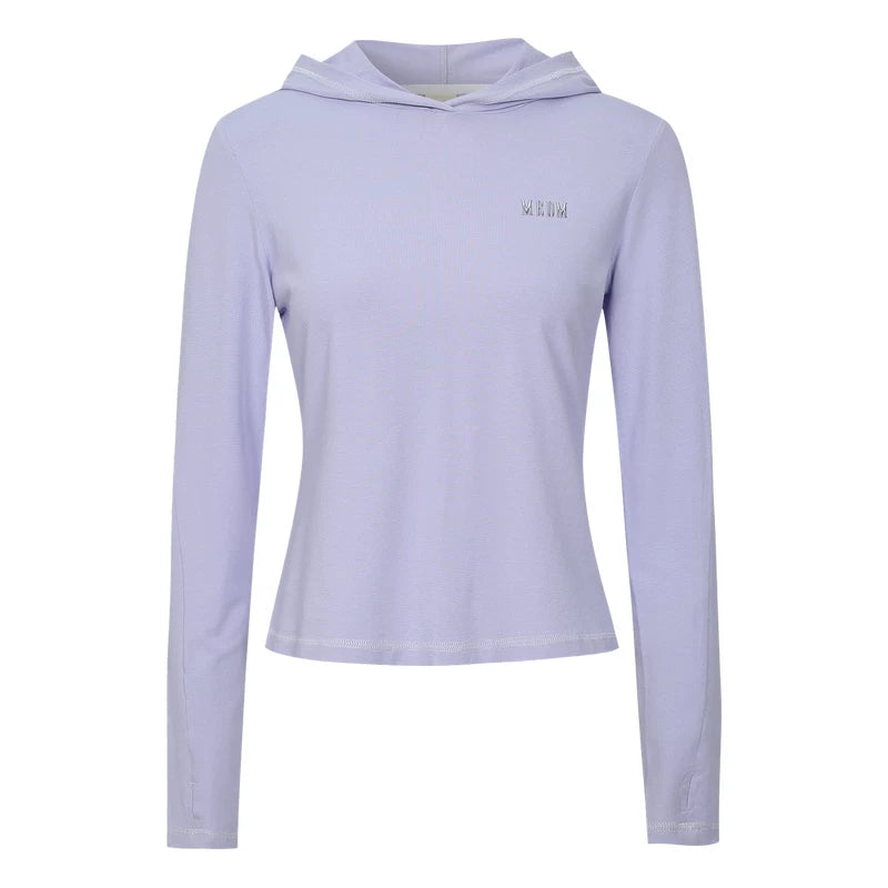 MEDM Cool Quick Drying Thin Casual Sunscreen Hoodie for Summer Commuting Breathable Sweating Slim Fit Long Sleeve T-shirt for Women