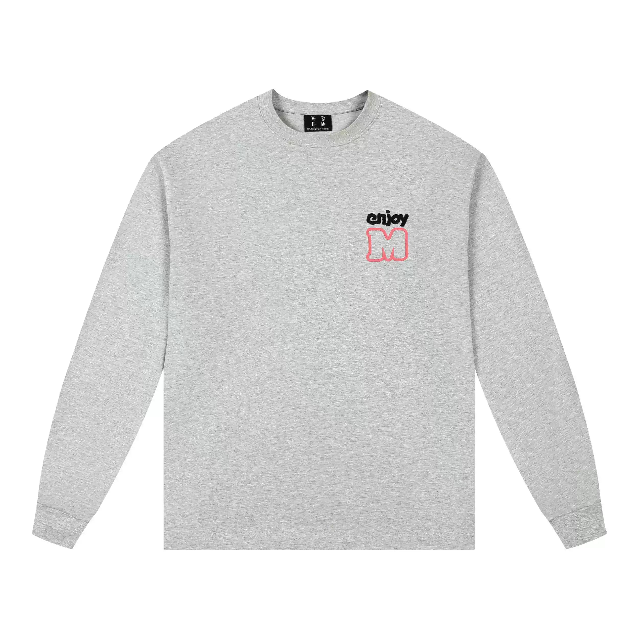 MEDM Color Contrast M Embroidery Small Label Basic Long Sleeve T-shirt Spring and Autumn Round Neck Loose Autumn Versatile Casual Base Tee