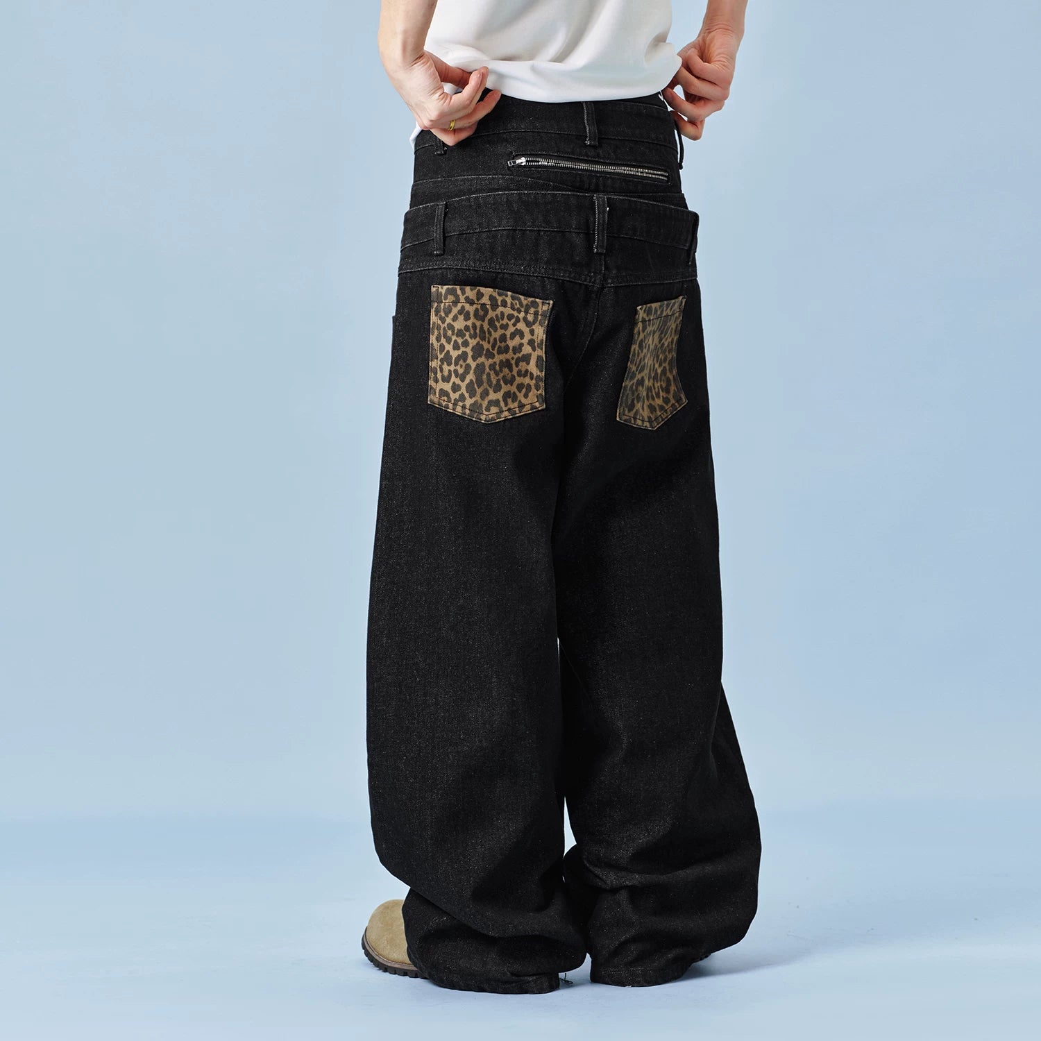 MEDM High Street Style Wide Leg Casual Double Waist Jeans Street Fashion Vintage Loose Wide Leg Floor Pants