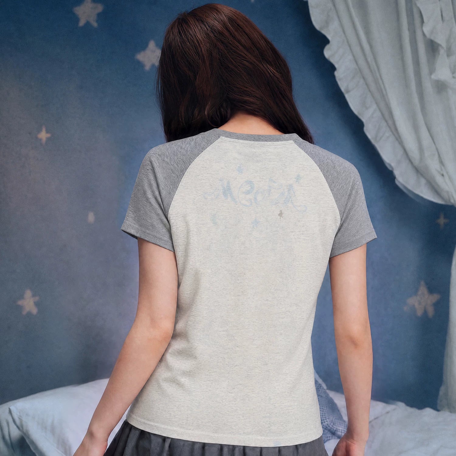 MEDM × Iria's mailbox co branded guardian dog print slim fit shoulder inserted casual short sleeved round neck T-shirt for women