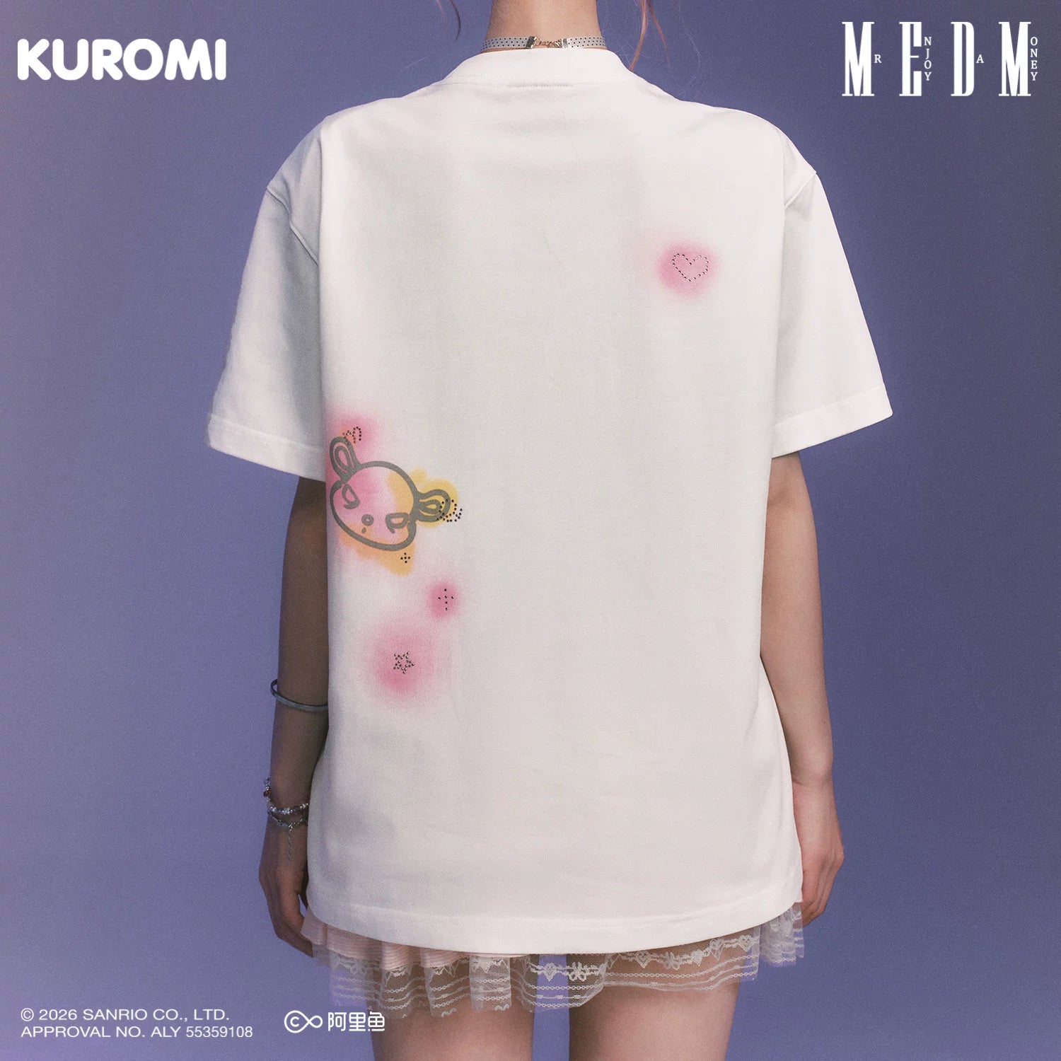 MEDM × Sanrio Family Series Graffiti Water Diamond Cool Lomi Pattern Casual Round Neck Short Sleeve Summer Couple T-shirt