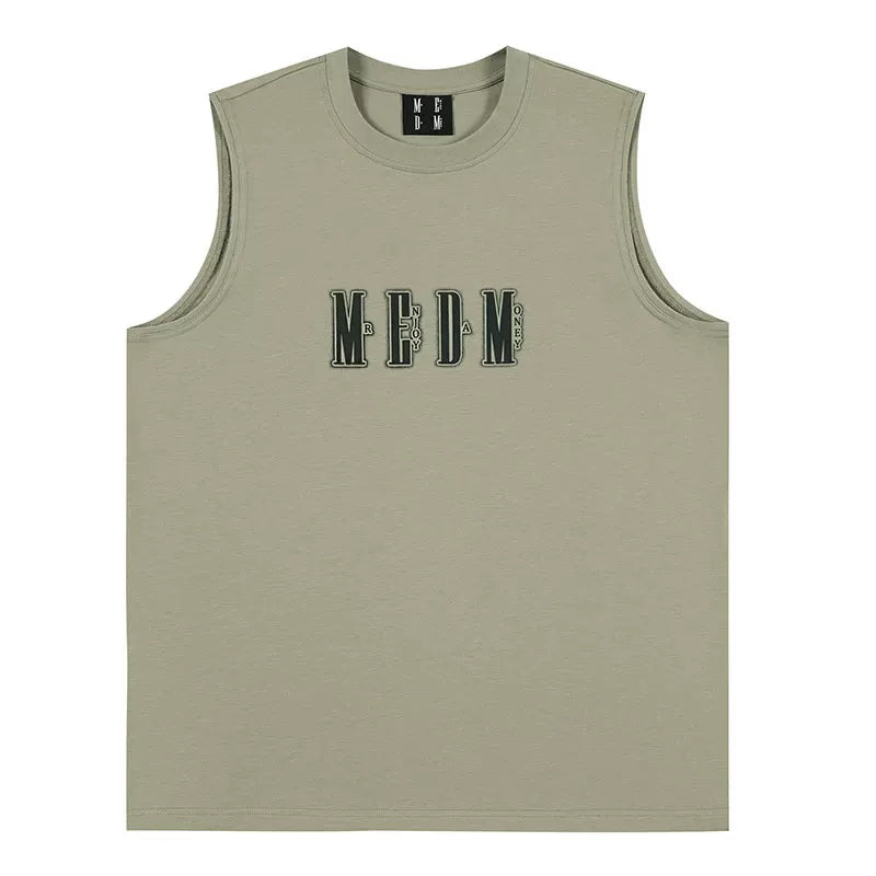 MEDM Thick Plate Offset Printed Flower Tank Top Men's Summer New Style American Retro Trendy Brand Versatile Shoulder Sleeveless T-shirt
