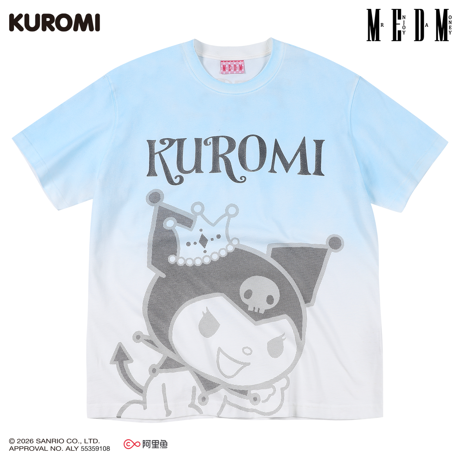 MEDM × Sanrio Family Series Sparkling Pink Gradient Cool Lomi Pattern Casual Round Neck Short Sleeve Couple T-shirt Summer