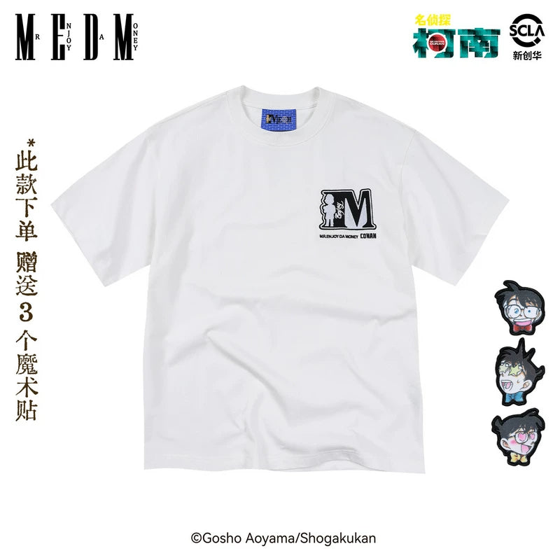 MEDMx Detective Conan Collaboration Basic Simple Anime Velcro Casual Short Sleeve Versatile Couple T-shirt Summer
