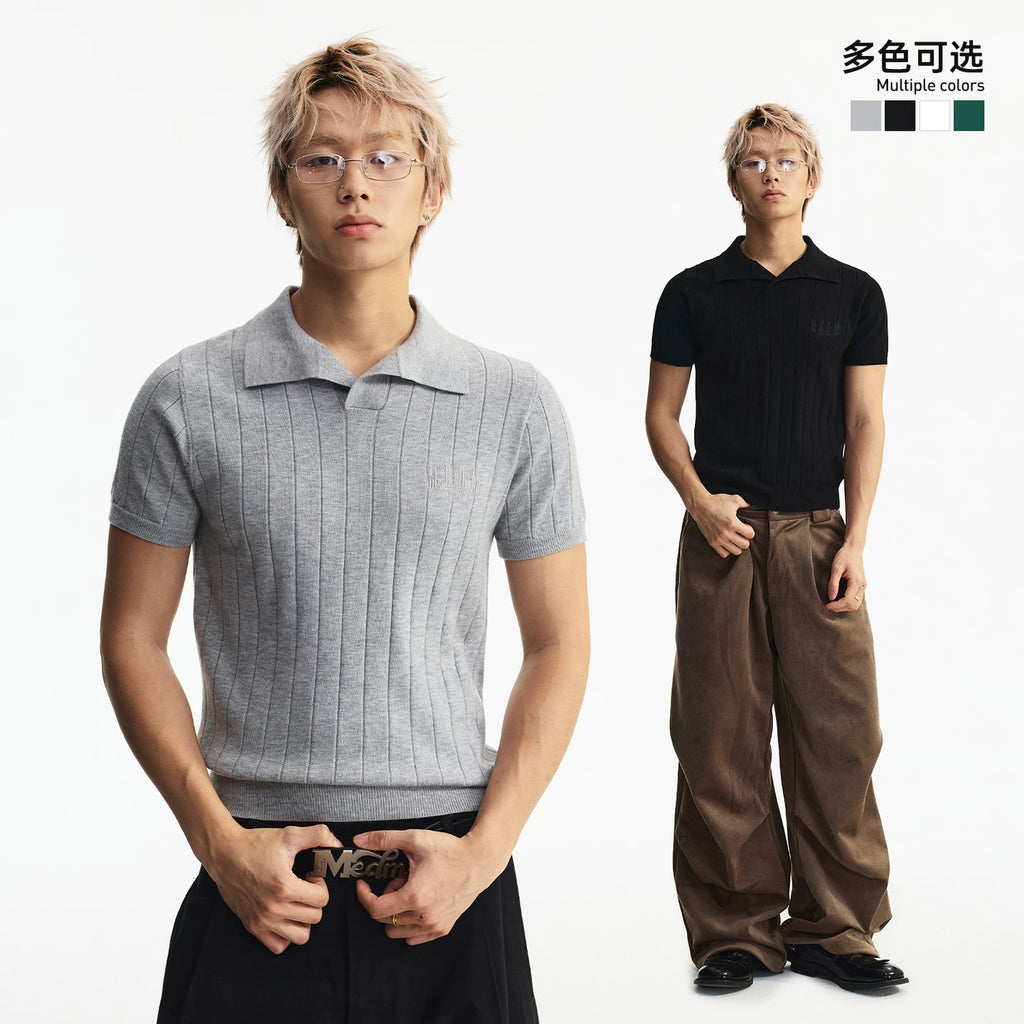 MEDM low-key old money style simple knitted casual short sleeved commuting loose collar men's and women's Polo knitted shirt summer