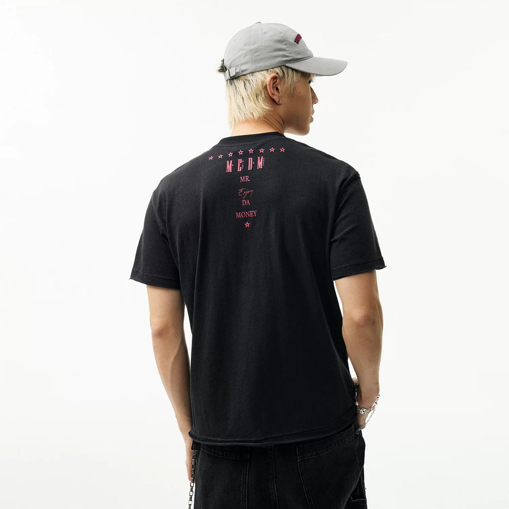 MEDM poetry collection layout printing casual round neck knitted short sleeved trendy American lazy feeling unisex T-shirt summer