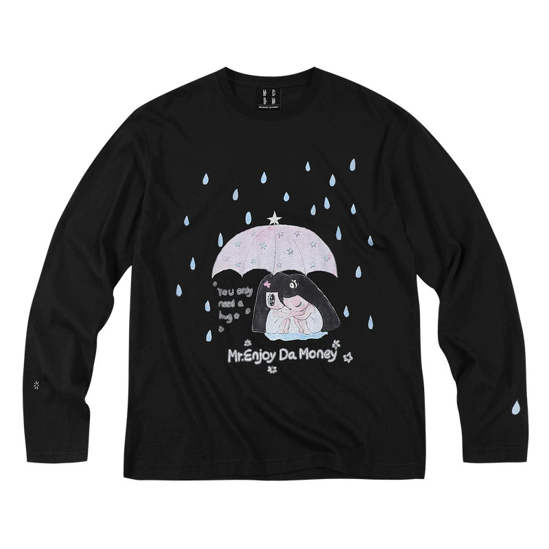 MEDM x Iria mailbox collaboration raindrop digital printing embroidery long sleeved cover shirt casual round neck top summer