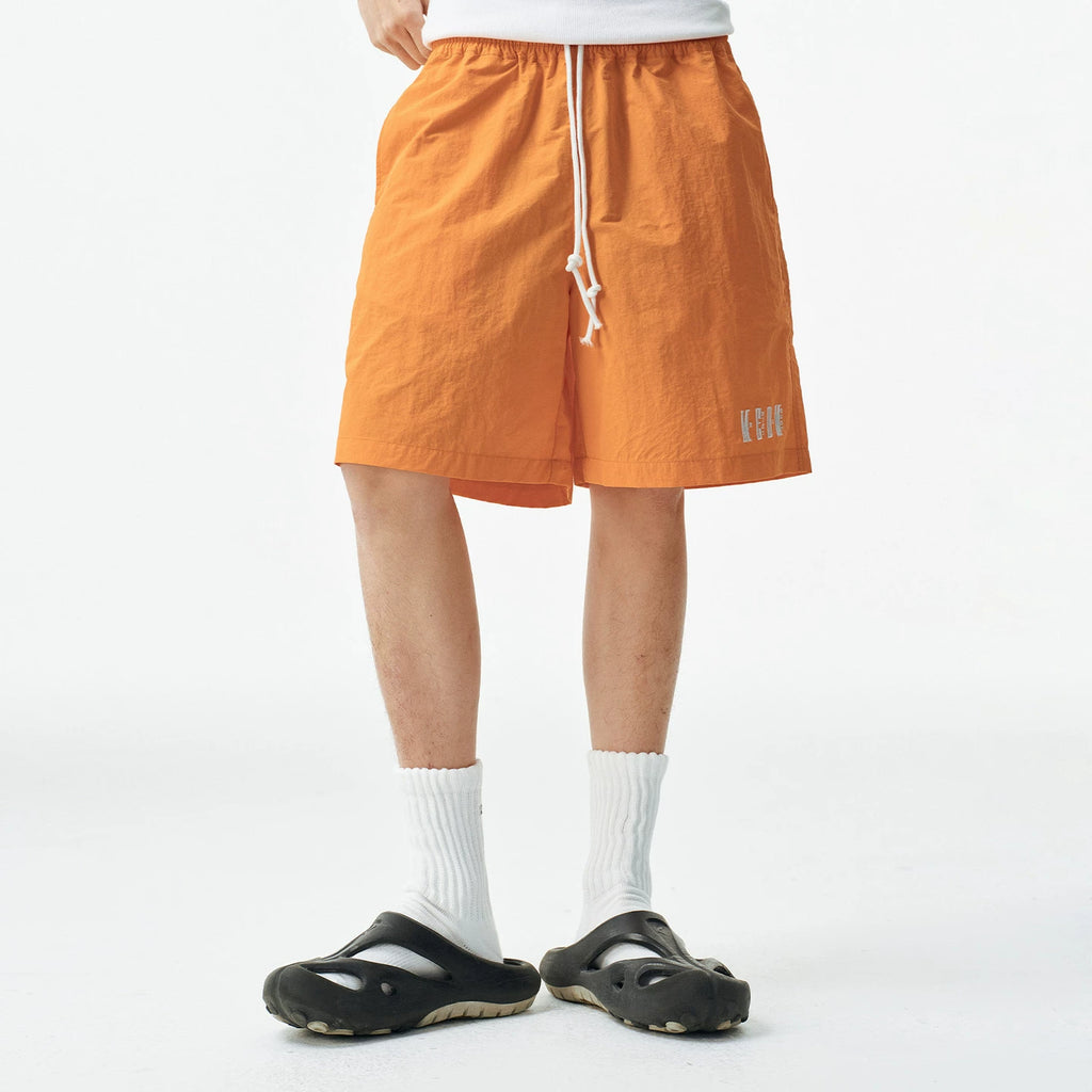 MEDM Beach Sports Speed Drying Functional Letter Embroidered Casual Pants Commuter Versatile Multi Color Drawstring Loose Shorts