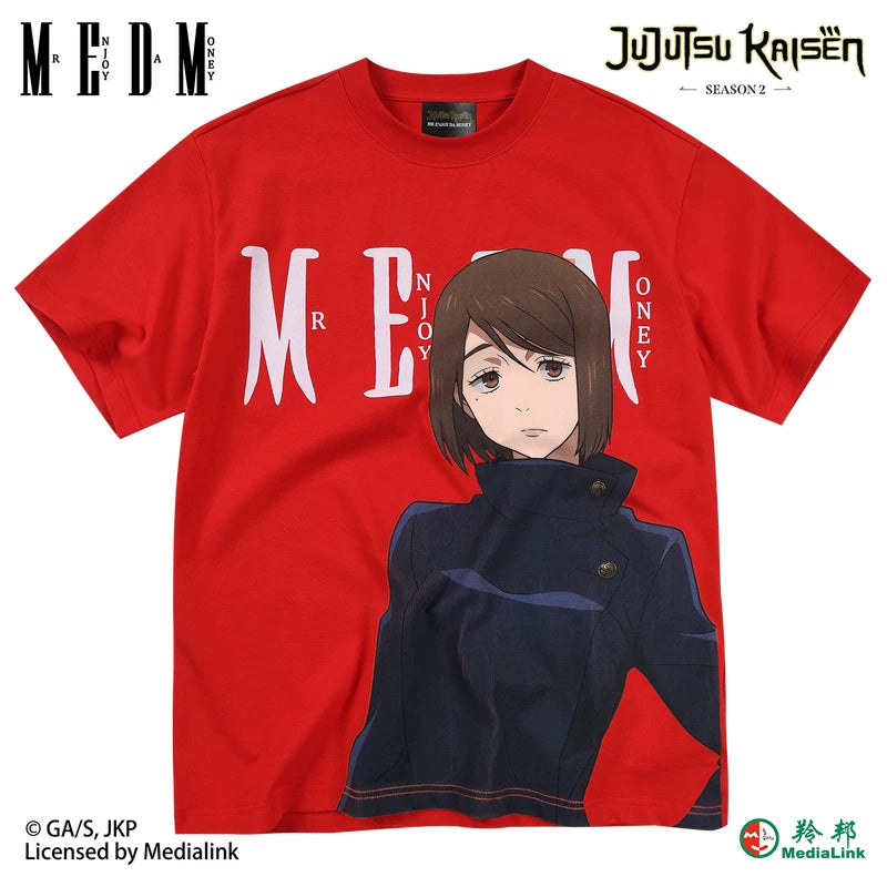 MEDM x Spell Battle Collaboration - Anime Character Printing Basic Casual Round Neck Short sleeved Men's and Women's T-shirts