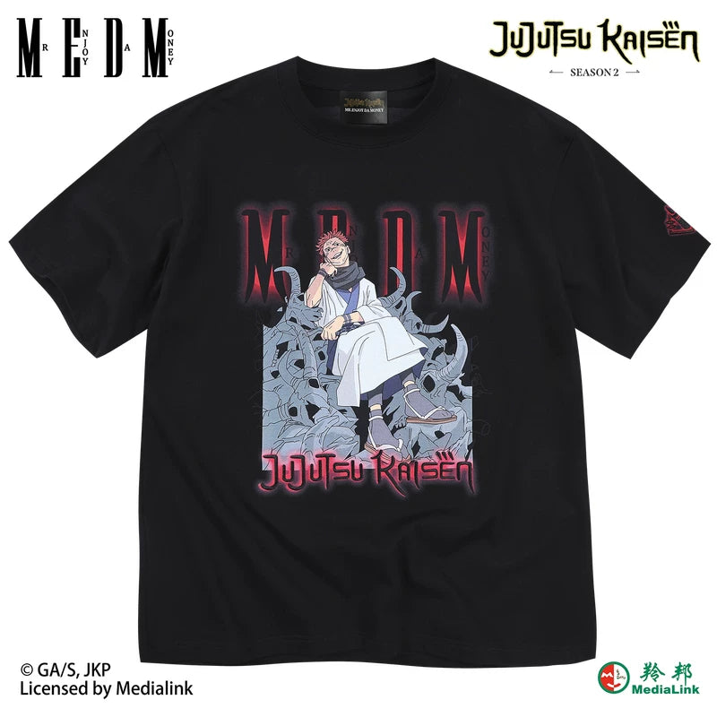 MEDM x Jujutsu Battle Collaboration - Two sided Stay Nuo Printed Casual Round Neck Short Sleeve Men's and Women's Loose Black T-shirt Summer