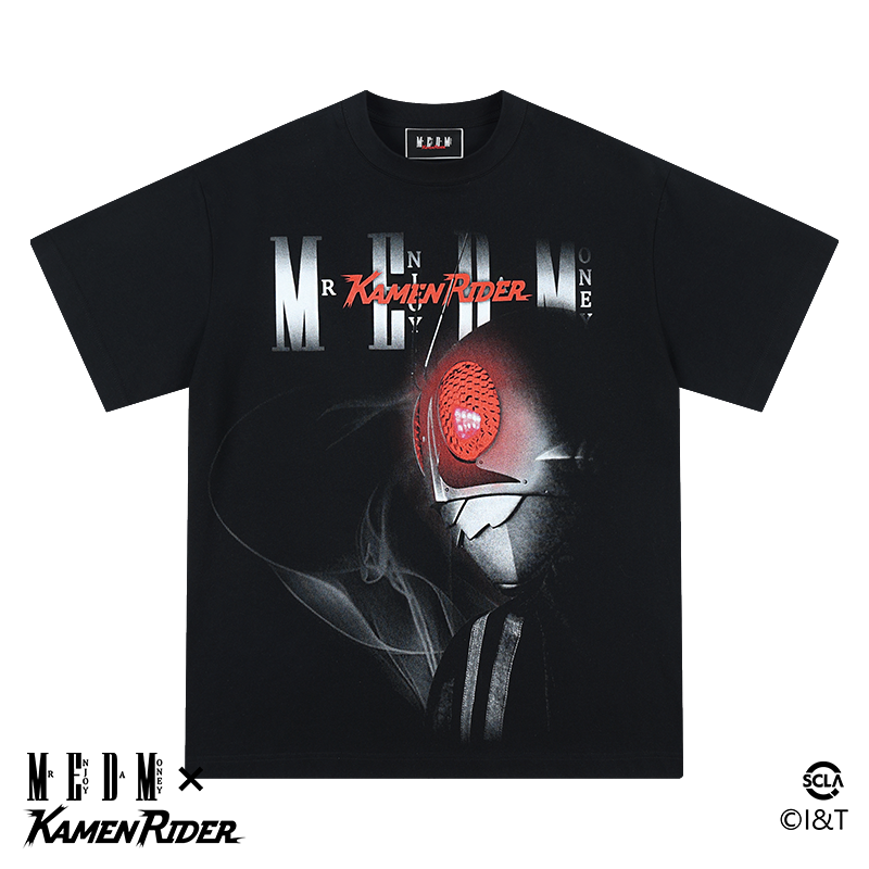 MEDMx Kamen Rider Neon Style Series Short Sleeve T-shirt Men's Summer American Retro T-shirt Casual Top