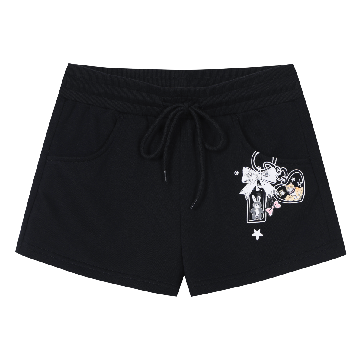 MEDM Cute Graffiti Keychain Heavy Fabric Ultra Short Pants Street Spicy Girl Style Basic Versatile Casual Pants Women