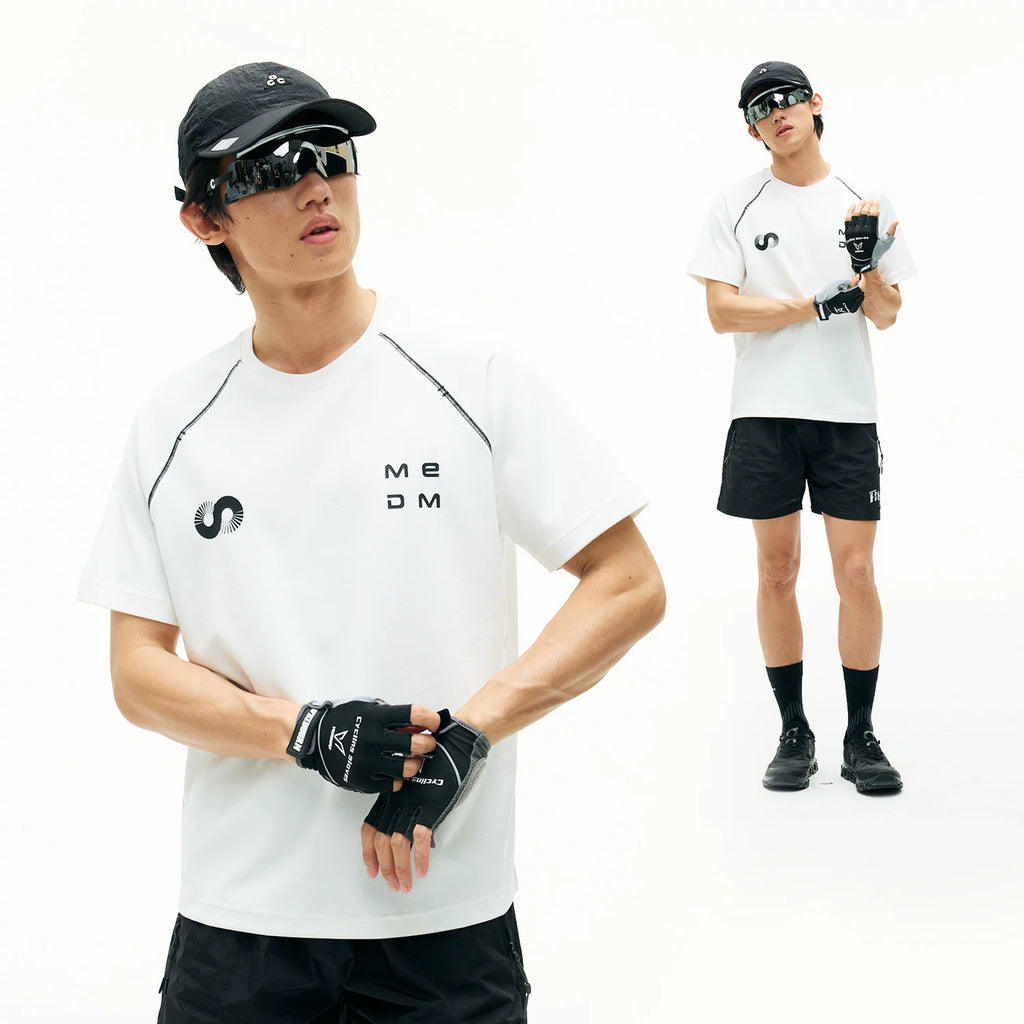 MEDM contour letter print sports style casual round neck T-shirt trend simple and versatile men's and women's loose short sleeves
