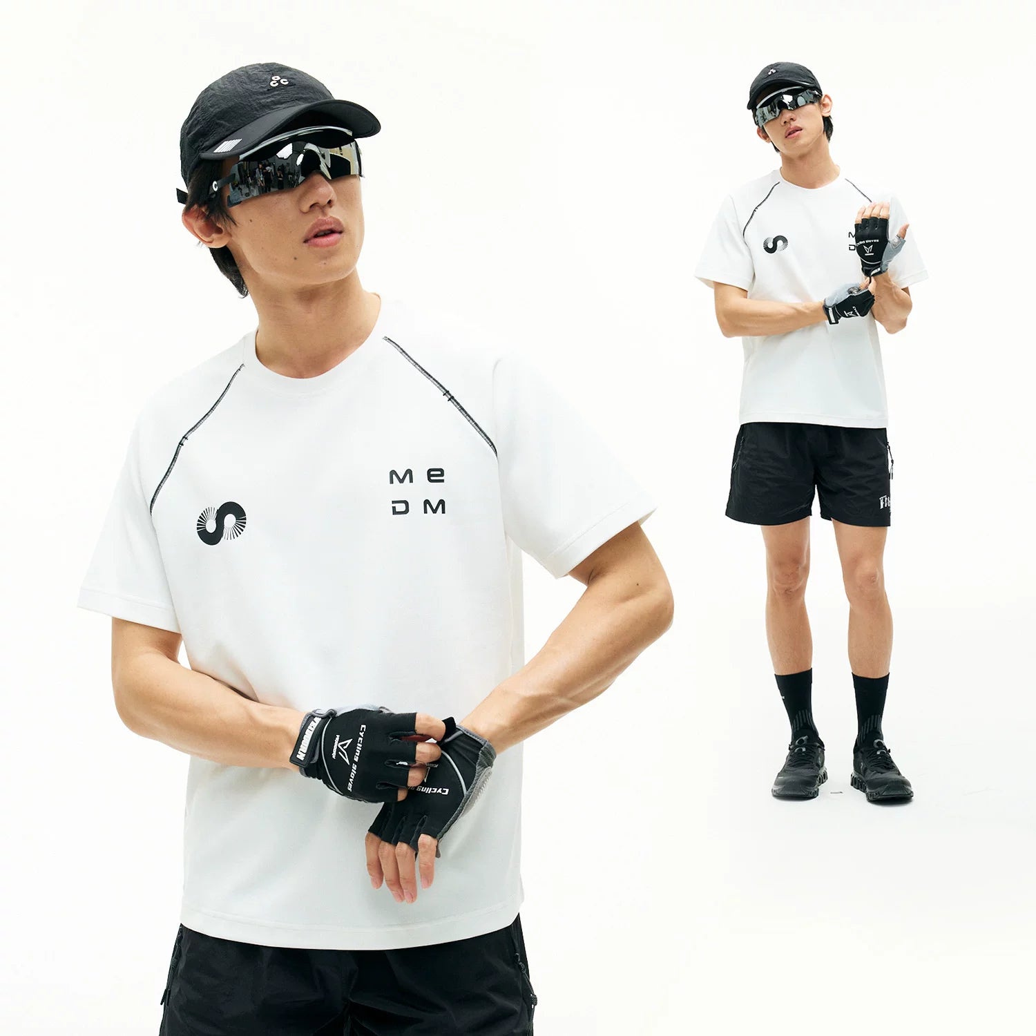 MEDM contour letter print sports style casual round neck T-shirt trend simple and versatile men's and women's loose short sleeves