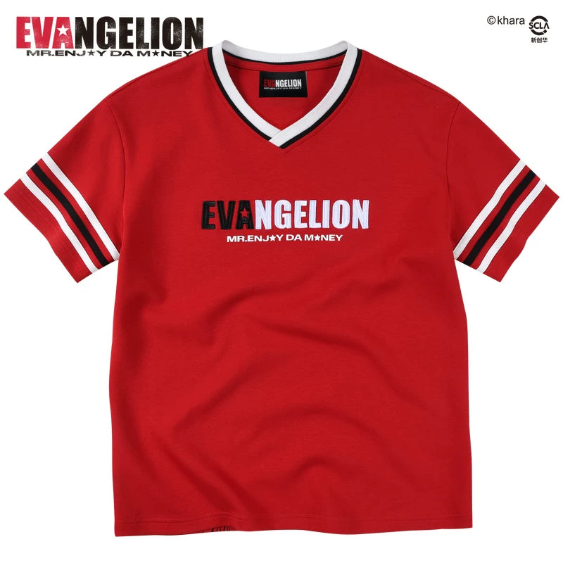 MEDMxEVA NEVER END series character sketch style embroidered print short sleeved personalized casual jersey T-shirt
