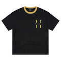 MEDM new color blocking knitted round neckline casual T-shirt trend versatile letter embroidery loose couple short sleeved summer