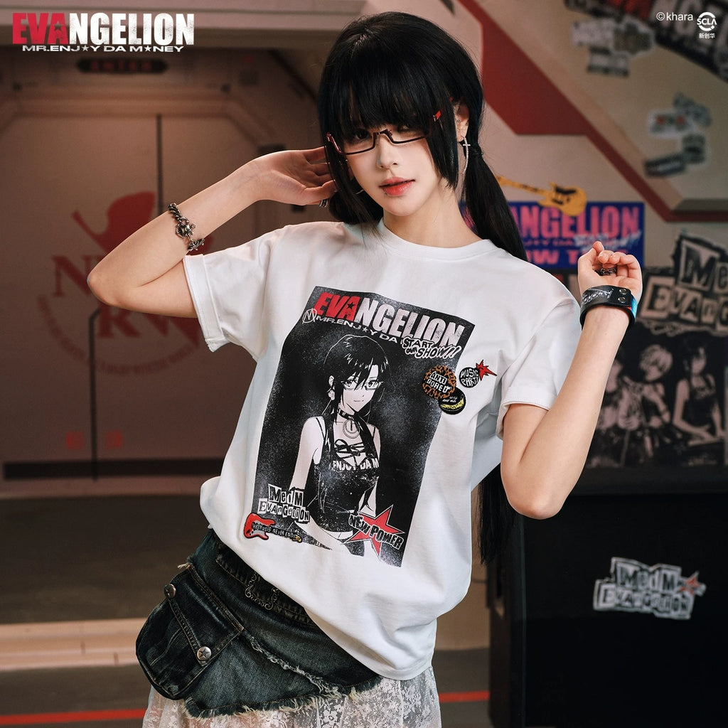 MEDMxEVA NEVER END series character posters made old casual round neck short sleeved personalized versatile T-shirt trend