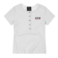 MEDM fake two Henry collar embroidered logo loose casual short sleeved slimming breathable versatile loose T-shirt for women
