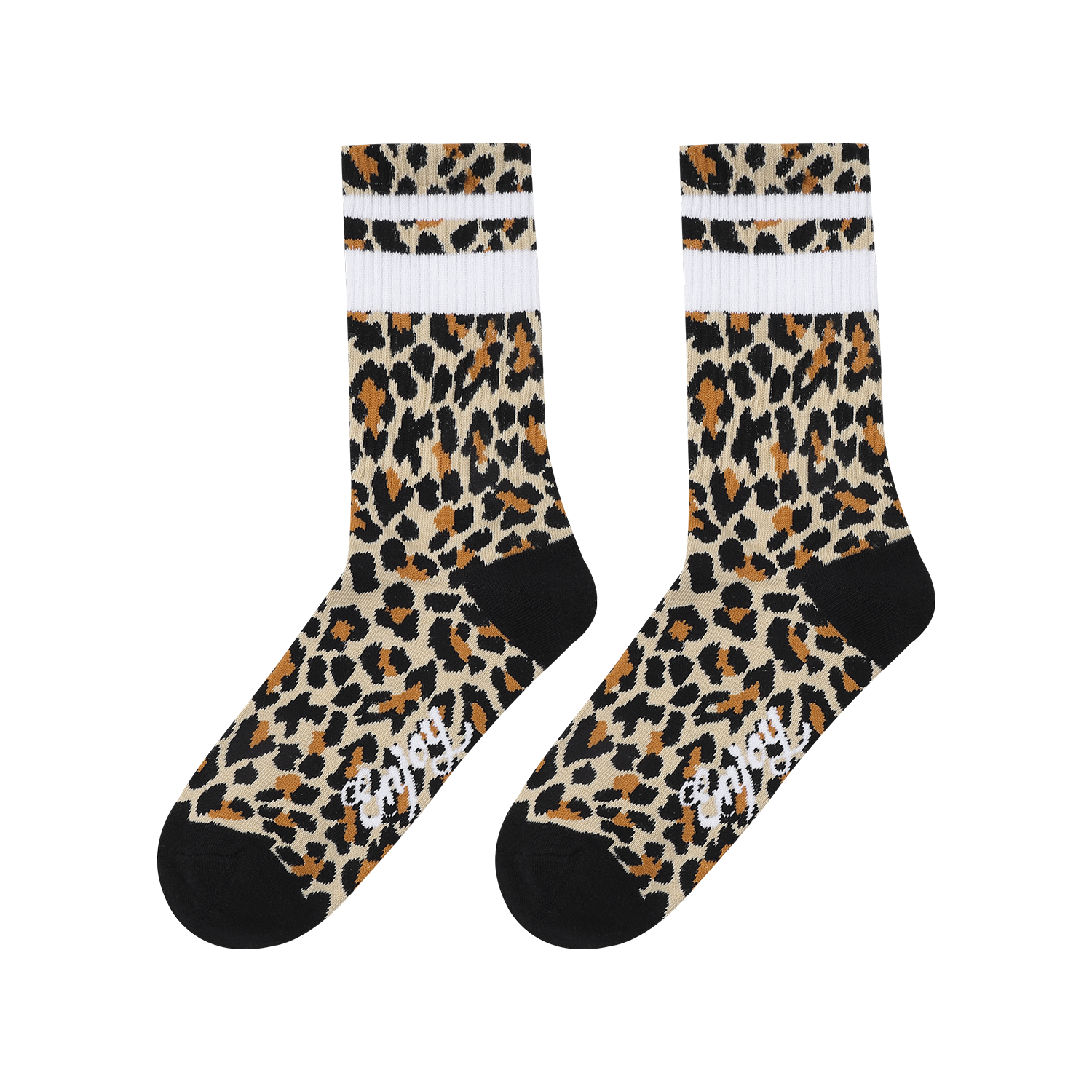 MEDM three-dimensional leopard print jacquard sweat absorbing breathable socks with versatile retro contrasting colors for men and women striped mid tube socks