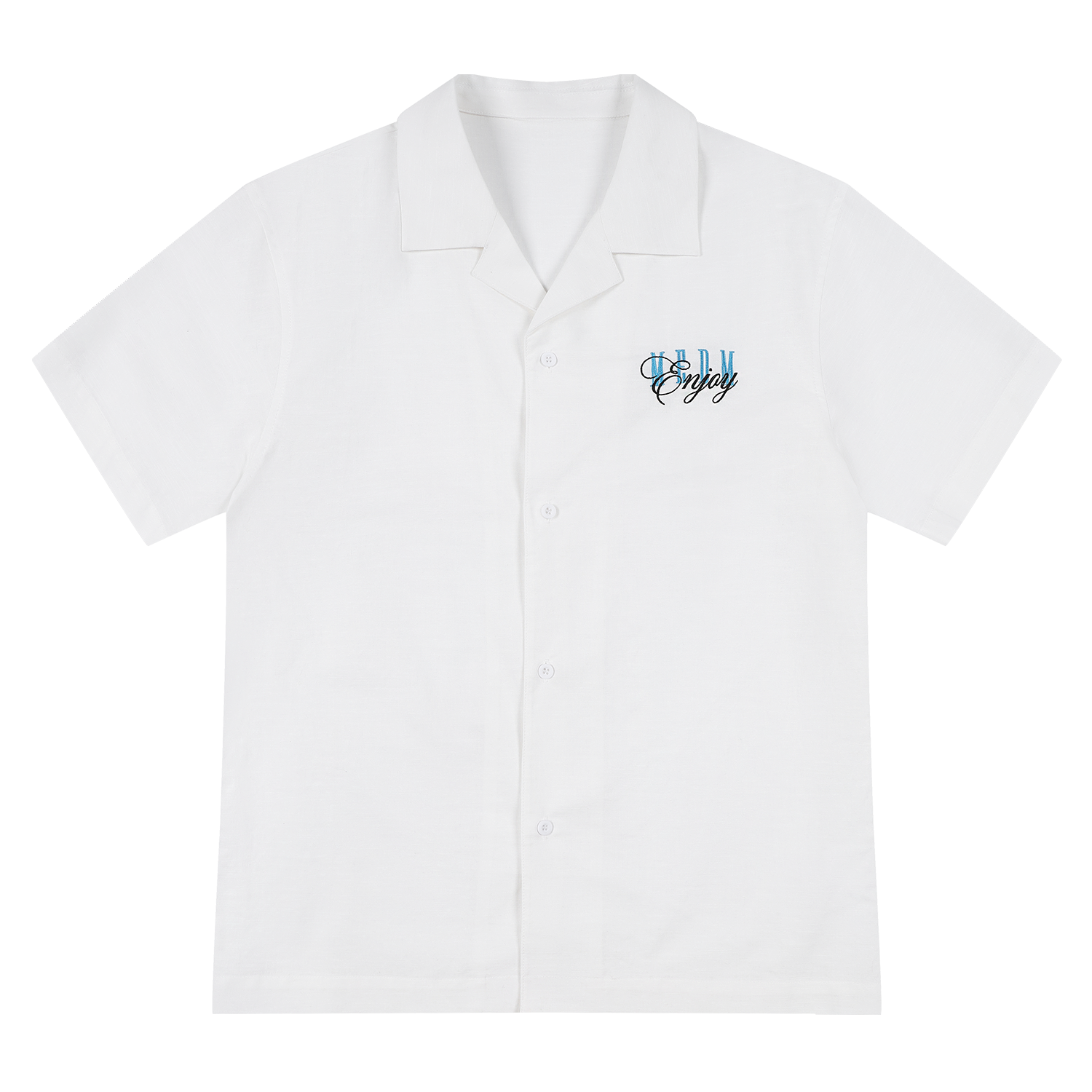 MEDM contrasting lazy style letter embroidery linen loose short sleeved shirt street retro casual top for men and women
