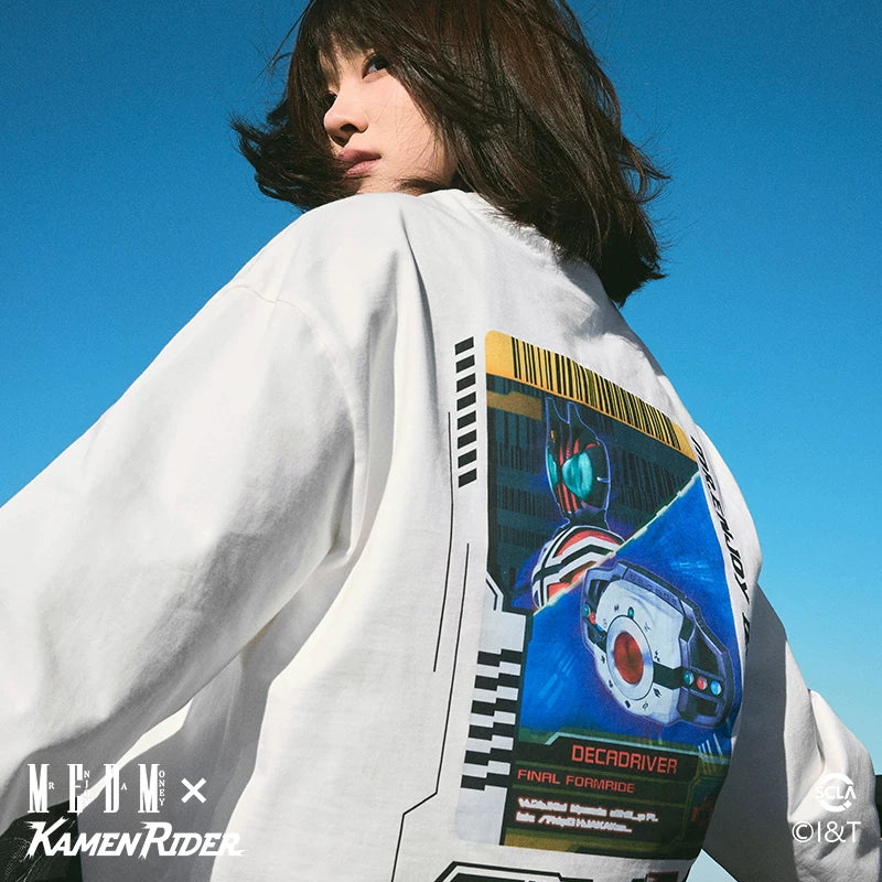 MEDMx Kamen Knight Knight Riding Card Series Basic Long Sleeve T-shirt for Men and Women, Spring and Autumn American T-shirt Trendy