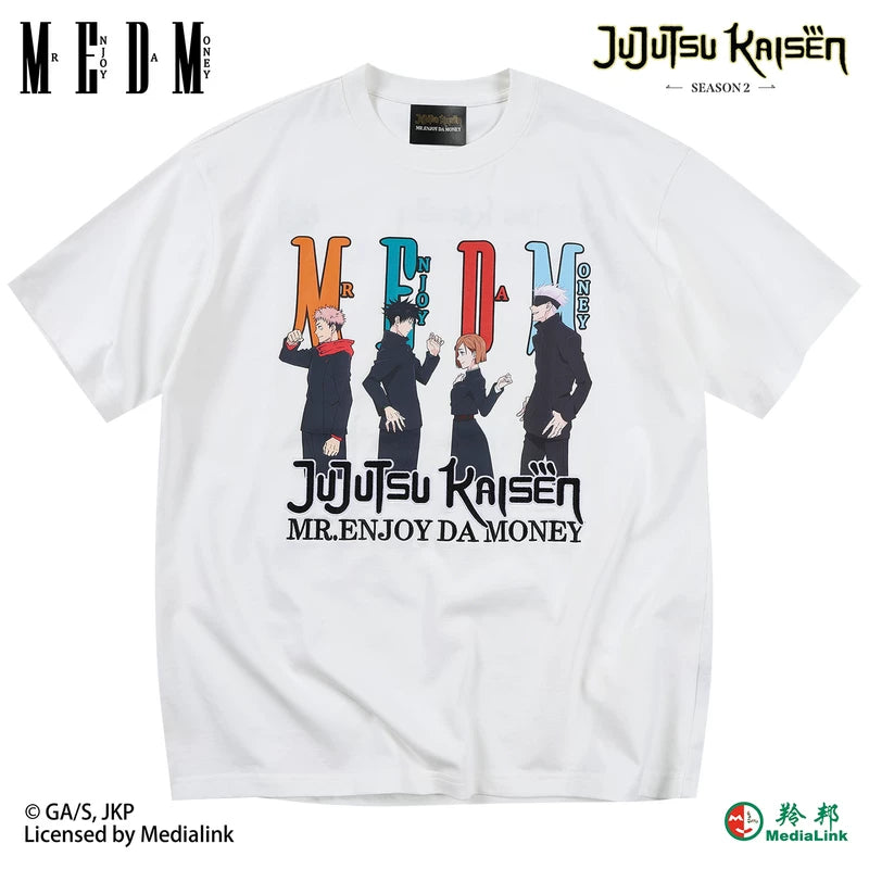 MEDM x Spell Battle Collaboration - Anime Multiplayer Printed Casual Round Neck Short Sleeve Trendy Cotton T-shirt for Men and Women Summer