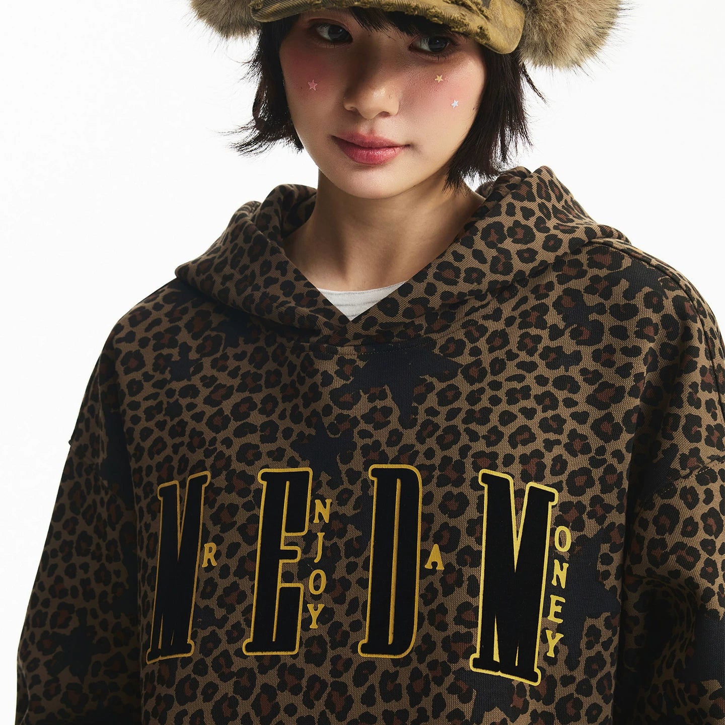 MEDM personalized leopard print camouflage casual hooded sweatshirt for autumn and winter American commuting men's and women's loose hoodies