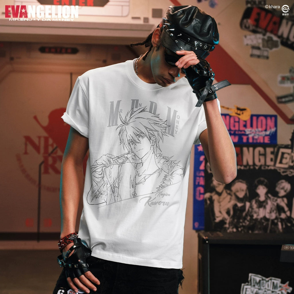 MEDMxEVA NEVER END series character half body sketch style basic casual short sleeved personalized versatile T-shirt