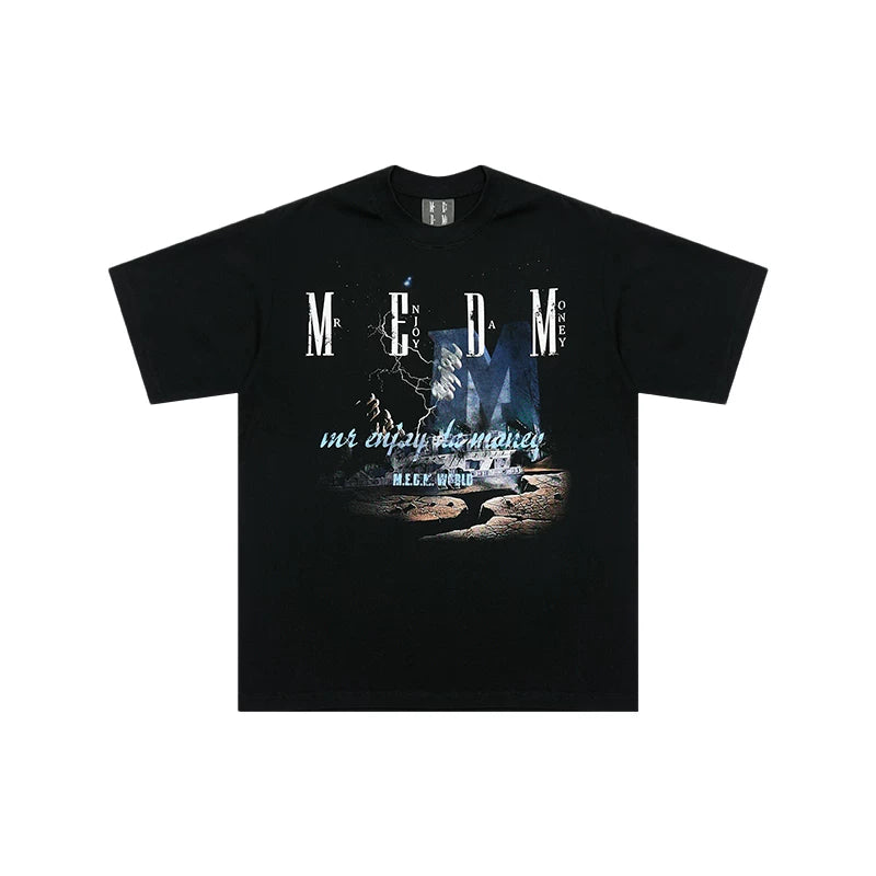 MEDM China-Chic Short Sleeve T-shirt High Street Hip Hop Loose T-shirt Cotton Breathable Couple Top