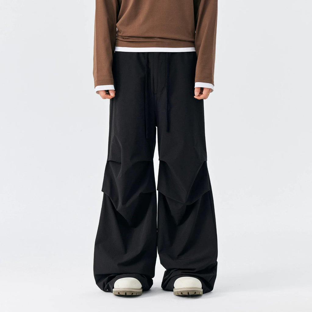 MEDM basic simple and loose double knee pleated pants 25 new versatile straight leg men's and women's drawstring casual pants for spring and autumn