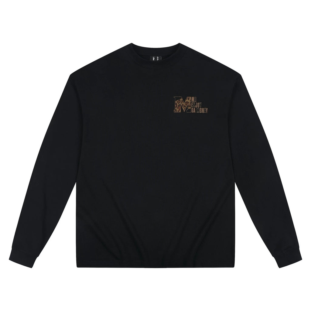 MEDM2025 new product solid color sticker animal pattern suede ant thread casual long sleeved T-shirt round neck base shirt top
