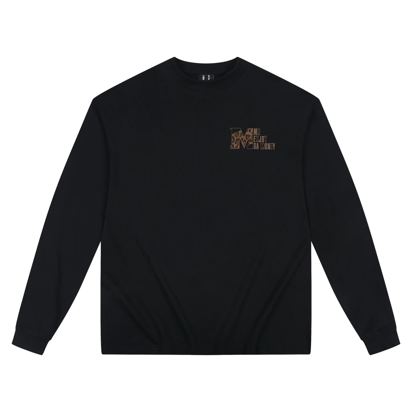 MEDM2025 new product solid color sticker animal pattern suede ant thread casual long sleeved T-shirt round neck base shirt top