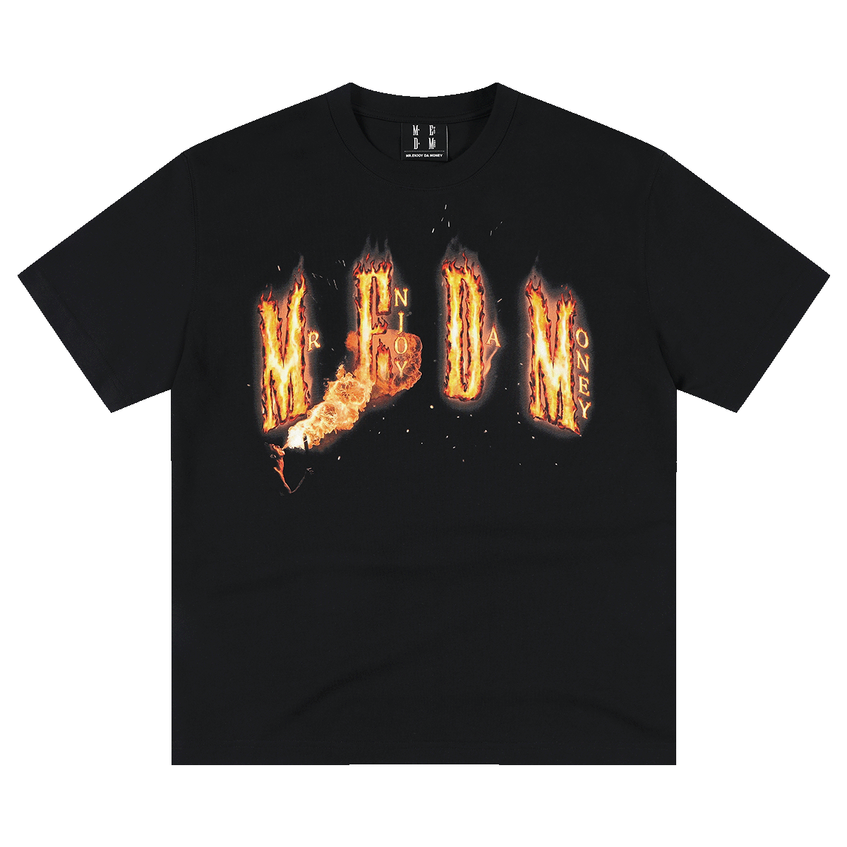 MEDM flame shaped letter logo print casual round neck short sleeved American street unisex loose T-shirt
