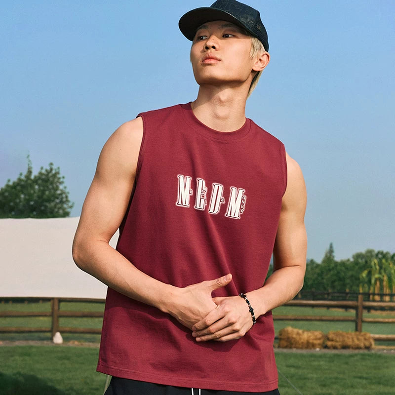 MEDM Thick Plate Offset Printed Flower Tank Top Men's Summer New Style American Retro Trendy Brand Versatile Shoulder Sleeveless T-shirt