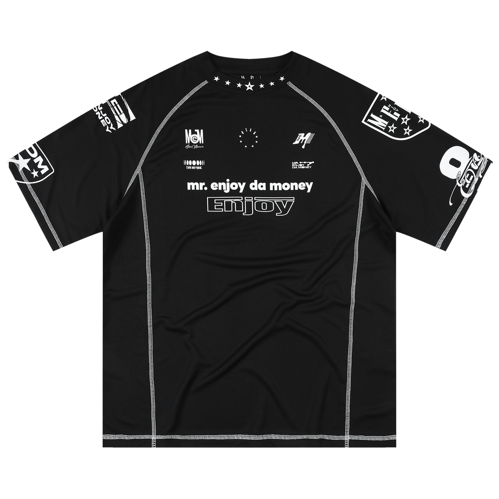 MEDM combination logo print contrasting bright line quick drying sports style casual short sleeved trendy star printed T-shirt summer
