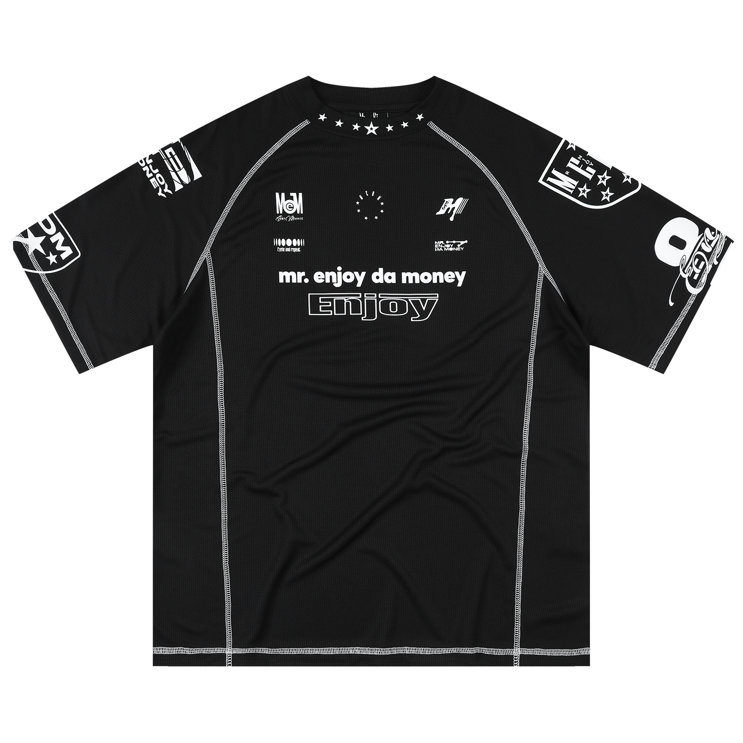 MEDM combination logo print contrasting bright line quick drying sports style casual short sleeved trendy star printed T-shirt summer