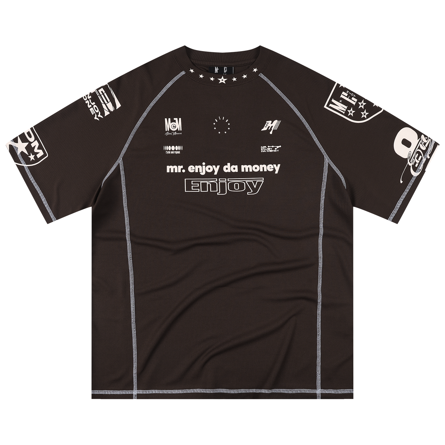 MEDM combination logo print contrasting bright line quick drying sports style casual short sleeved trendy star printed T-shirt summer