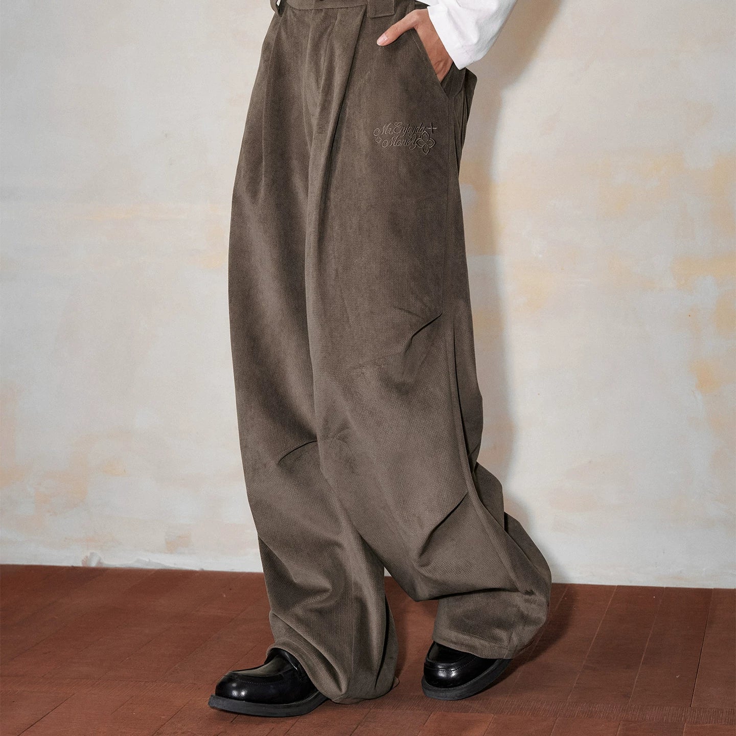 MEDM Maillard Wide Leg Loose Work Uniform Paratrooper Pants American Commuter Solid Color Versatile Floor Dragging Casual Pants Autumn