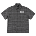 MEDM retro college style embroidered casual plaid shirt American men's and women's loose collared short sleeved plaid top