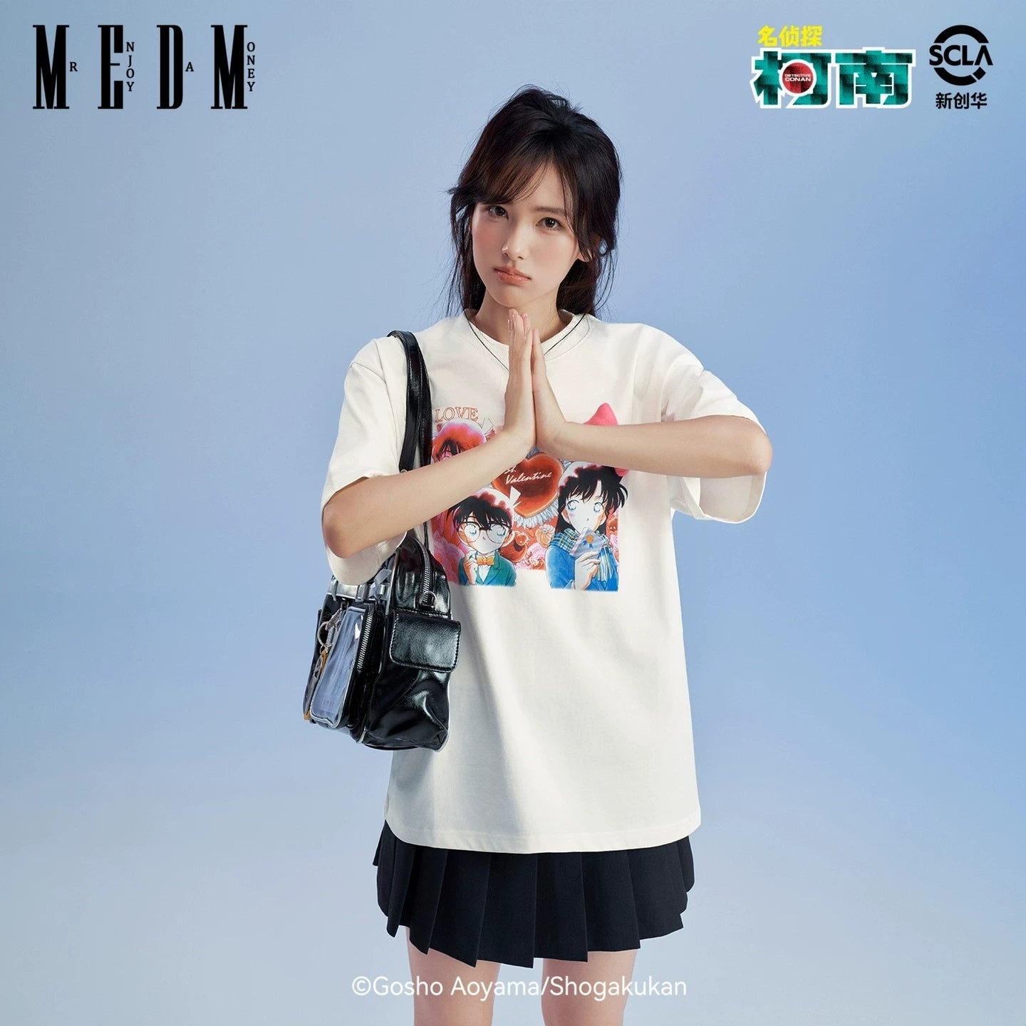 MEDMx Detective Conan co branded anime pattern print basic box casual round neck short sleeved couple T-shirt summer