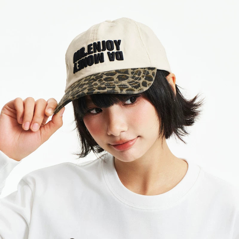 MEDM leopard print casual print spliced daily duckbill cap for men and women, new hat with three-dimensional embroidery baseball cap in front